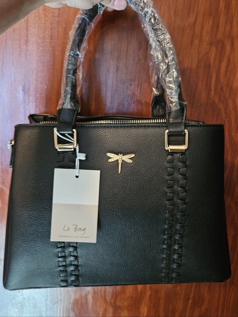 Black Leather Dragonfly Satchel